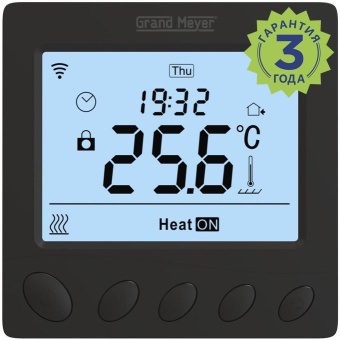 Терморегулятор программируемый Grand Meyer W390 Wi-Fi Черный матовый